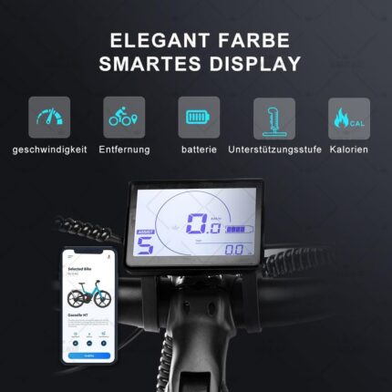 26M208 E-Bike, Elektrofahrrad 26'' Trekkingrad E-Cityrad mit 36V 13Ah Lithium-Akku für Lange Reichweite bis 100KM, 250W Motor, EU-konformes mit App