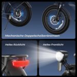 Touroll S3 Pro E-Bike Klapprad mit 1296Wh Akku, 65km-195km Reichweite, 20''x3.0'' Fat Tire Elektrofahrrad Herren Damen, 250W Motor, 50Nm Drehmoment, Ebike mit Gepäckträger, StVZO Konfor