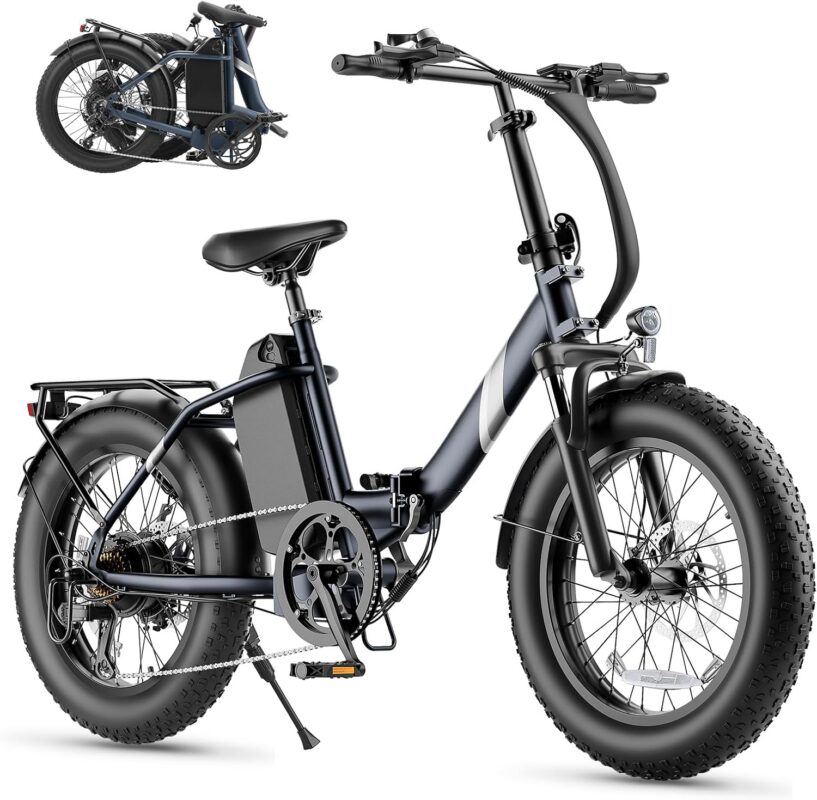 Touroll S3 Pro E-Bike Klapprad mit 1296Wh Akku, 65km-195km Reichweite, 20''x3.0'' Fat Tire Elektrofahrrad Herren Damen, 250W Motor, 50Nm Drehmoment, Ebike mit Gepäckträger, StVZO Konfor