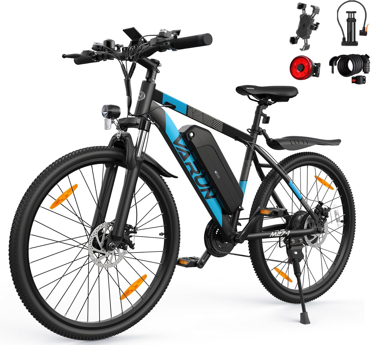 71k2JkOum2L._AC_SL1500 VARUN E Bike, 27.5 Zoll Ebike Herren Damen mit 48V 13Ah (624 Wh) Akku, Bis zu 120 KM, 55Nm 250W Motor, 21-Gang E-Bike Mountainbike mit 4 Fahrmodi, Elektrofahrrad Herren Damen für Pendeln, Bergig