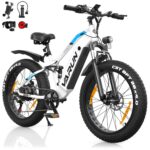 VARUN E Bike, E-Bike Herren mit 26 * 4.0" Fat Tire, 48V 18AH Akku, Bis zu 150 KM, 85Nm 250W Motor, 25KM/H, Offroad Ebike Mountainbike mit 7-Gang, All-Terrain Elektrofahrrad Herren, EU-Konformes