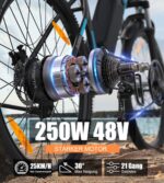 VARUN E Bike, 27.5 Zoll Ebike Herren Damen mit 48V 13Ah (624 Wh) Akku, Bis zu 120 KM, 55Nm 250W Motor, 21-Gang E-Bike Mountainbike mit 4 Fahrmodi, Elektrofahrrad Herren Damen für Pendeln, Bergig