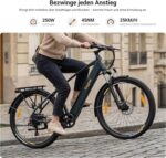 Eleglide E-Bike, T1 Elektrofahrrad 27.5'' Trekking E-Cityrad mit 13Ah Akku, 100KM Lang Range, 250W Motor, 7 Gäng E-Mountainbike für Damen und Herren, Doppelscheibenbremsen