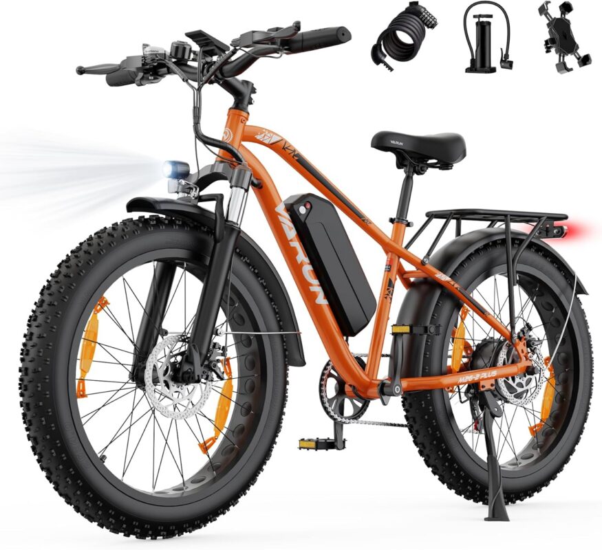 VARUN E Bike, E-Bike Herren mit 26 * 4.0" Fat Tire, 48V 18AH Akku, Bis zu 150 KM, 85Nm 250W Motor, 25KM/H, Offroad Ebike Mountainbike mit 7-Gang, All-Terrain Elektrofahrrad Herren, EU-Konformes
