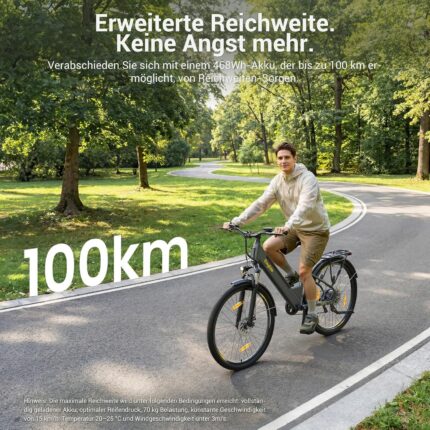 Eleglide T1 Step-Thru E-Bike, Elektrofahrrad 27.5'' Trekkingrad E-Cityrad mit 36V 13Ah Lithium-Akku bis zu 100KM Lange Range, 250W Motor, EU-konformes E Bike, LCD Display